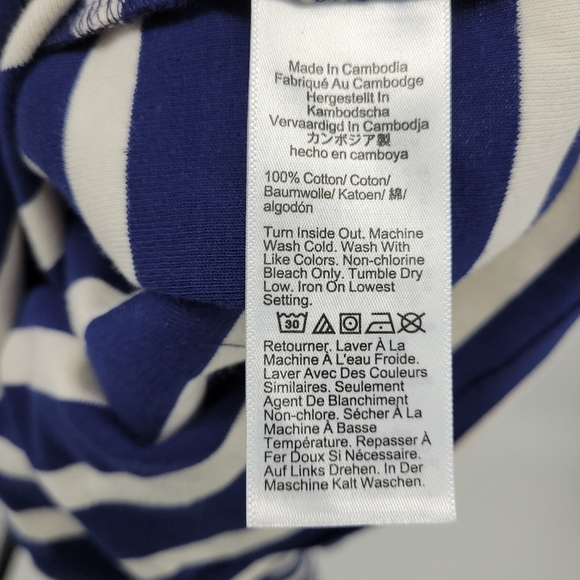 J.Crew Women Perfect-fit elbow-sleeve T-shirt in stripe with gold buttons Size L - Picture 8 of 11